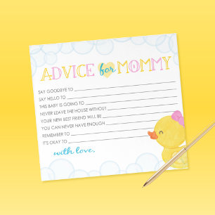 Advice for Mum Girl Rubber Duck Baby Shower Advice Notepad
