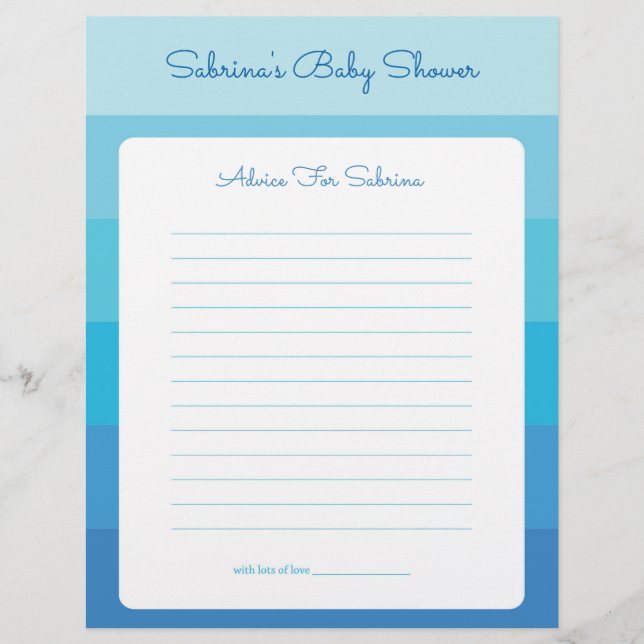 Advice for Mum To Be Blue Ombre Baby Shower (Front)