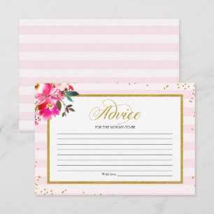 Advice for Mum-to-Be Pink Gold Floral Baby Shower Invitation