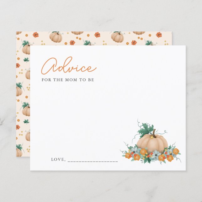 Advice For Mum To Be Pumpkin Baby Shower (Front/Back)
