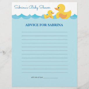 Advice for Mum To Be Rubber Duck Baby Shower Game
