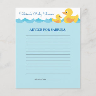 Advice for Mum To Be Rubber Duck Baby Shower Game