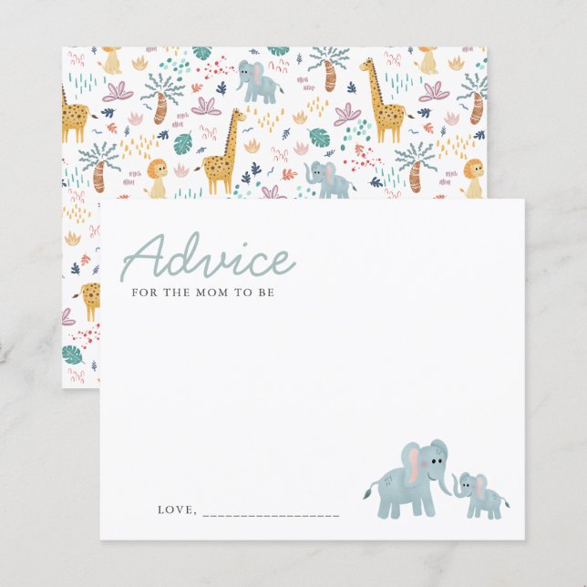 Advice For Mum To Be Safari Elephant Baby Shower (Front/Back)