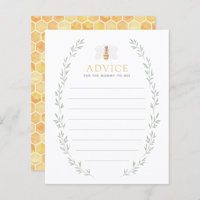 Advice for Mummy Bee Baby Shower Activity (Front/Back)