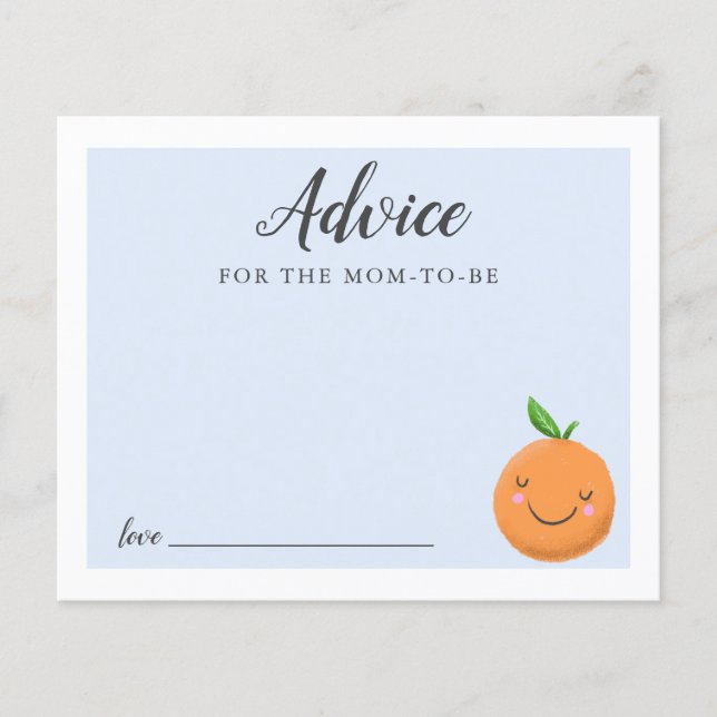 Advice for Mummy Blue Little Cutie Shower Card (Front)