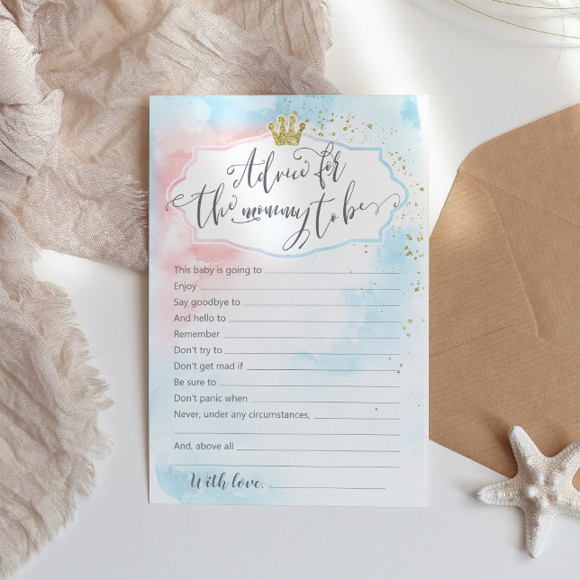 Advice for mummy gender reveal baby shower card (Creator Uploaded)