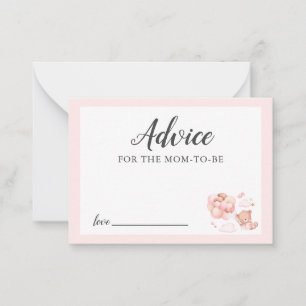 Advice for Mummy Pink Teddy Bear Baby Shower Card
