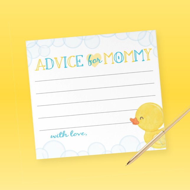Advice for Mummy Rubber Duck Baby Shower Advice Notepad (Advice For Mommy Watercolor Rubber Duck Baby Shower Advice Card Note Sheet)