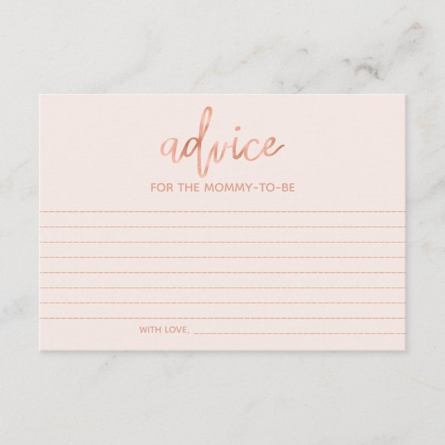 Advice for Mummy-to-Be Chic Rose Gold Baby Shower Card (Front)