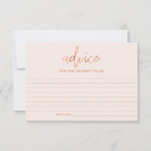 Advice for Mummy-to-Be Chic Rose Gold Baby Shower Card