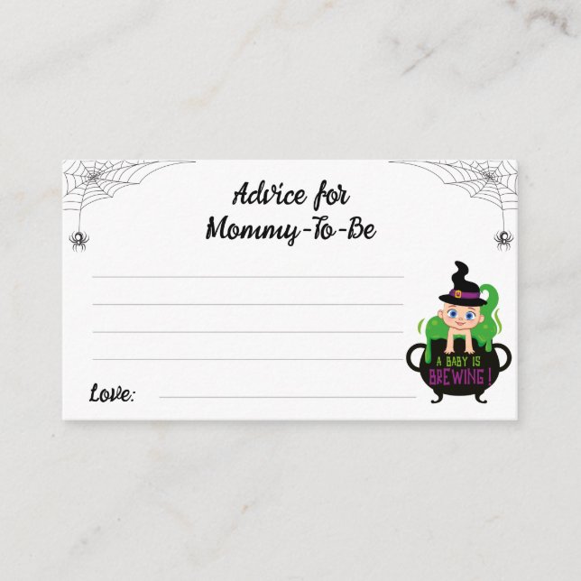 Advice for Mummy-to-be Halloween Witch Baby Shower Enclosure Card (Front)