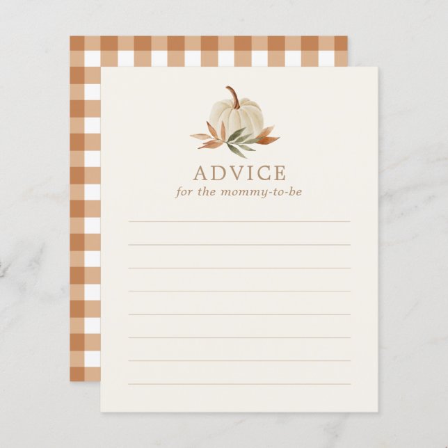 Advice for Mummy to Be Little Pumpkin Baby Shower (Front/Back)