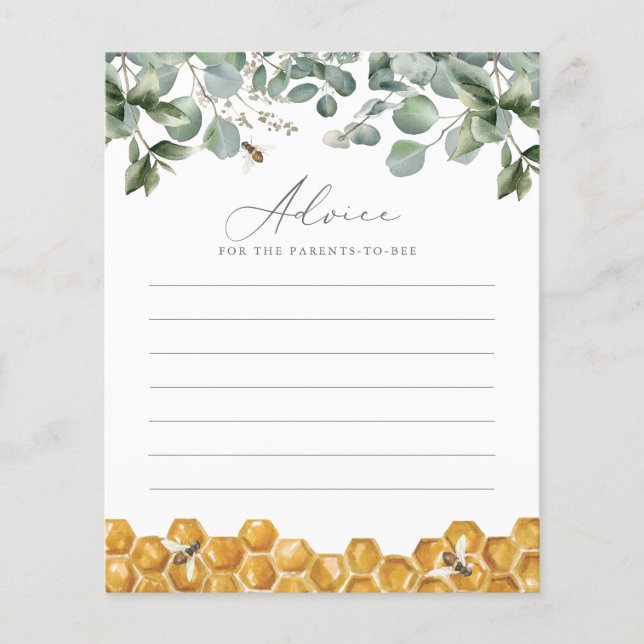 Advice for Parents Bee Greenery Baby Shower Game (Front)