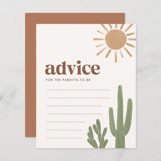 Advice for Parents Boho Cactus Baby Shower Game (Front/Back)