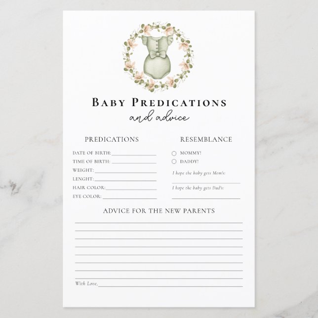 Advice for Parents Boho Girl Baby Shower Game (Front)