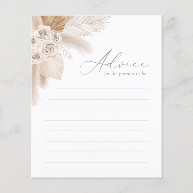 Advice for Parents Boho Pampas Grass Baby Shower (Front)