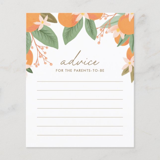 Advice for Parents Citrus Baby Shower Game (Front)