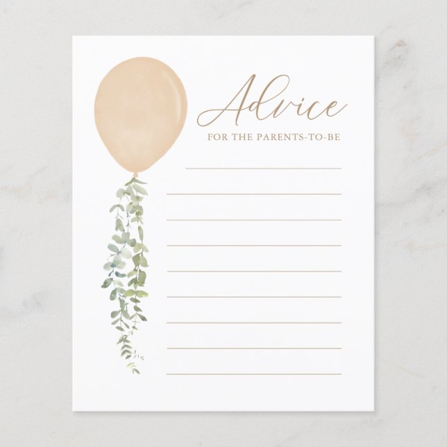 Advice for Parents Gold Balloon Baby Shower Game (Front)