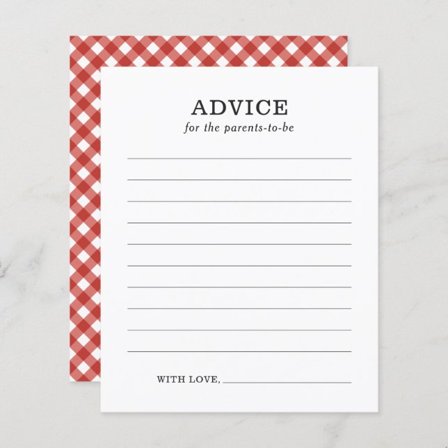 Advice for Parents Rustic BBQ Baby Shower Game (Front/Back)