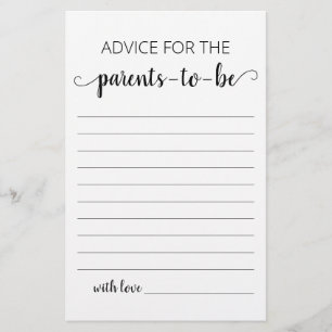 Advice for parents to be Baby Shower party game