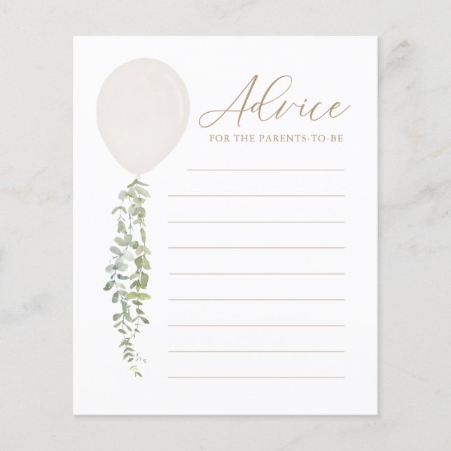 Advice for Parents White Balloon Baby Shower Game (Front)
