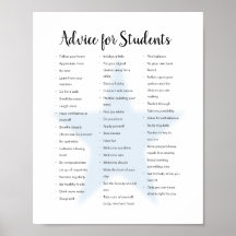 "Advice for Students" Poster
