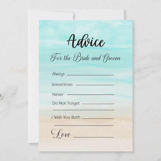 Advice For The Bride and Groom Abstract Beach Invitation (Front)