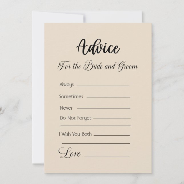 Advice For The Bride and Groom Almond Invitation (Front)