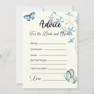 Advice For The Bride and Groom Blue Butterflies Invitation