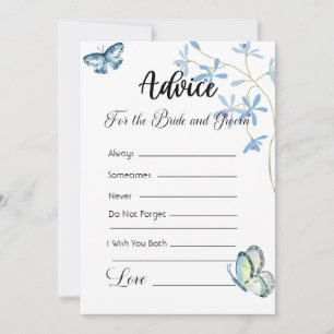 Advice For The Bride and Groom Blue Butterflies Invitation
