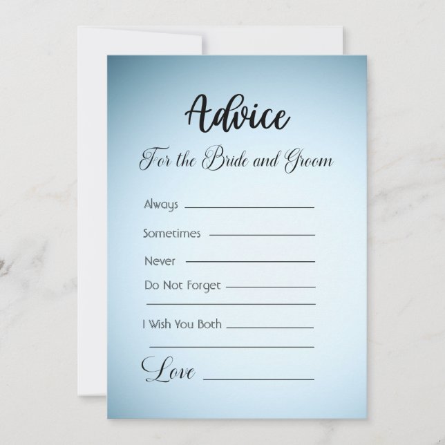 Advice For The Bride and Groom Blue Ombre Invitation (Front)