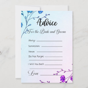Advice For The Bride and Groom Blue Purple Flowers Invitation