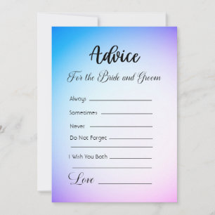 Advice For The Bride and Groom Blue Purple Ombre Invitation