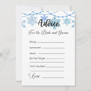 Advice For The Bride and Groom Blue Snowflake Invitation