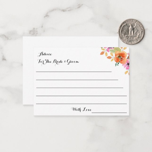 ADVICE FOR THE BRIDE AND GROOM CARD (Front/Back In Situ)