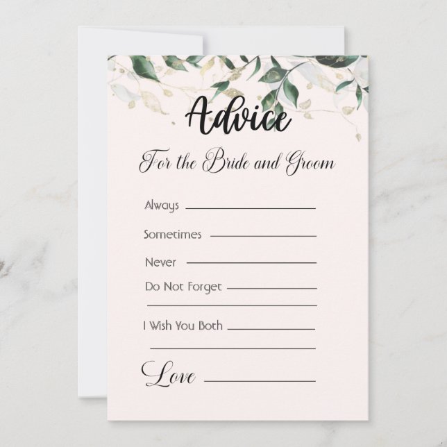 Advice For The Bride and Groom Cream & Greenery Invitation (Front)