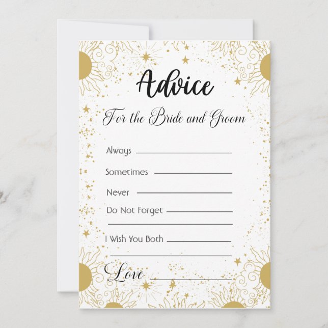 Advice For The Bride and Groom Gold Suns Stars Invitation (Front)
