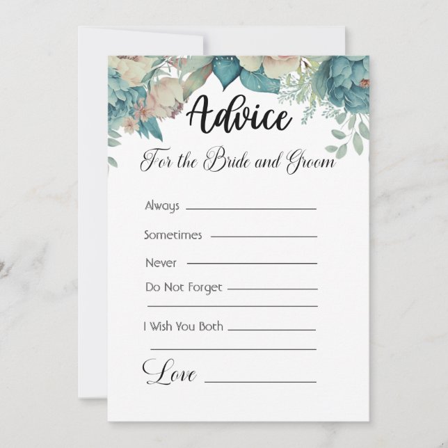 Advice For The Bride and Groom Green Floral Invitation (Front)