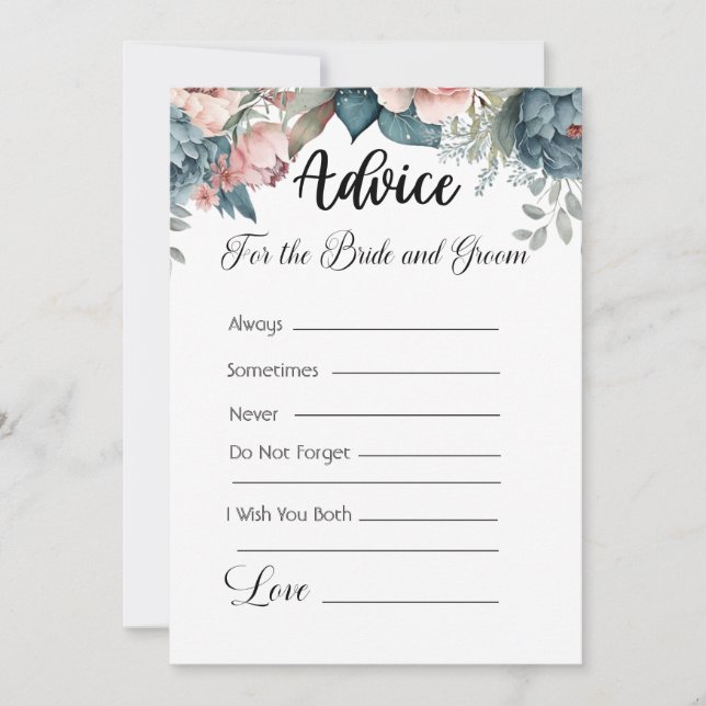 Advice For The Bride and Groom Green Floral Invitation (Front)