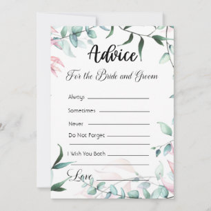 Advice For The Bride and Groom Green & Pink Leaves Invitation
