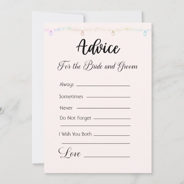Advice For The Bride and Groom Hanging Lights Invitation (Front)
