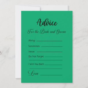 Advice For The Bride and Groom Jade Green Invitation