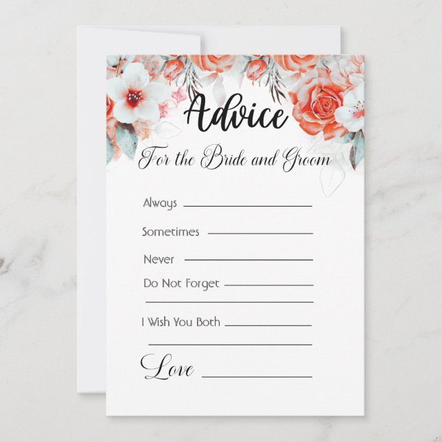 Advice For The Bride and Groom Orange Flowers Invitation (Front)
