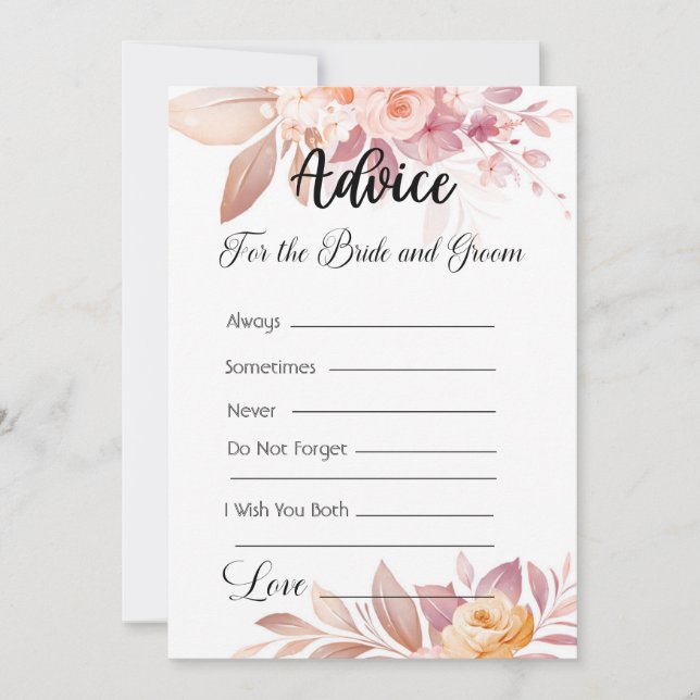 Advice For The Bride and Groom Pink Boho Floral Invitation (Front)