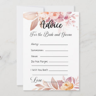 Advice For The Bride and Groom Pink Boho Floral Invitation