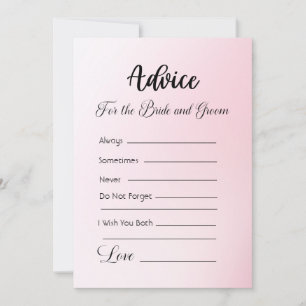 Advice For The Bride and Groom Pink Ombre Invitation