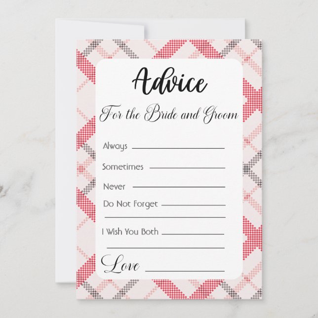 Advice For The Bride and Groom Red Plaid Invitation (Front)