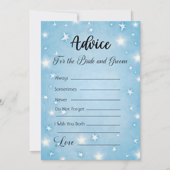 Advice For The Bride and Groom Sky Blue Celestial Invitation (Front)