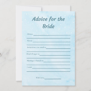 Advice for the Bride Blue Bridal Shower Game Card