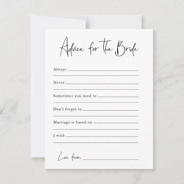 Advice For The Bride | Bridal Shower Card (Front)
